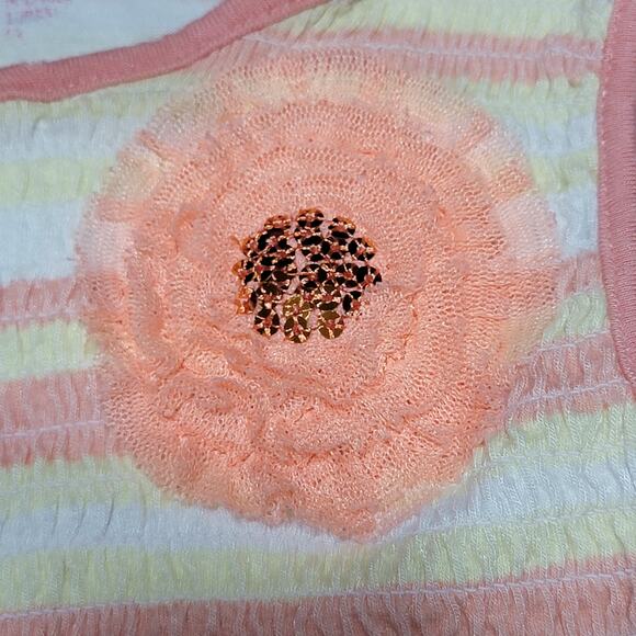 Design History Sleeveless Striped Girls Summer Dress w/ Tule Flower - Size 6x - Picture 3 of 6